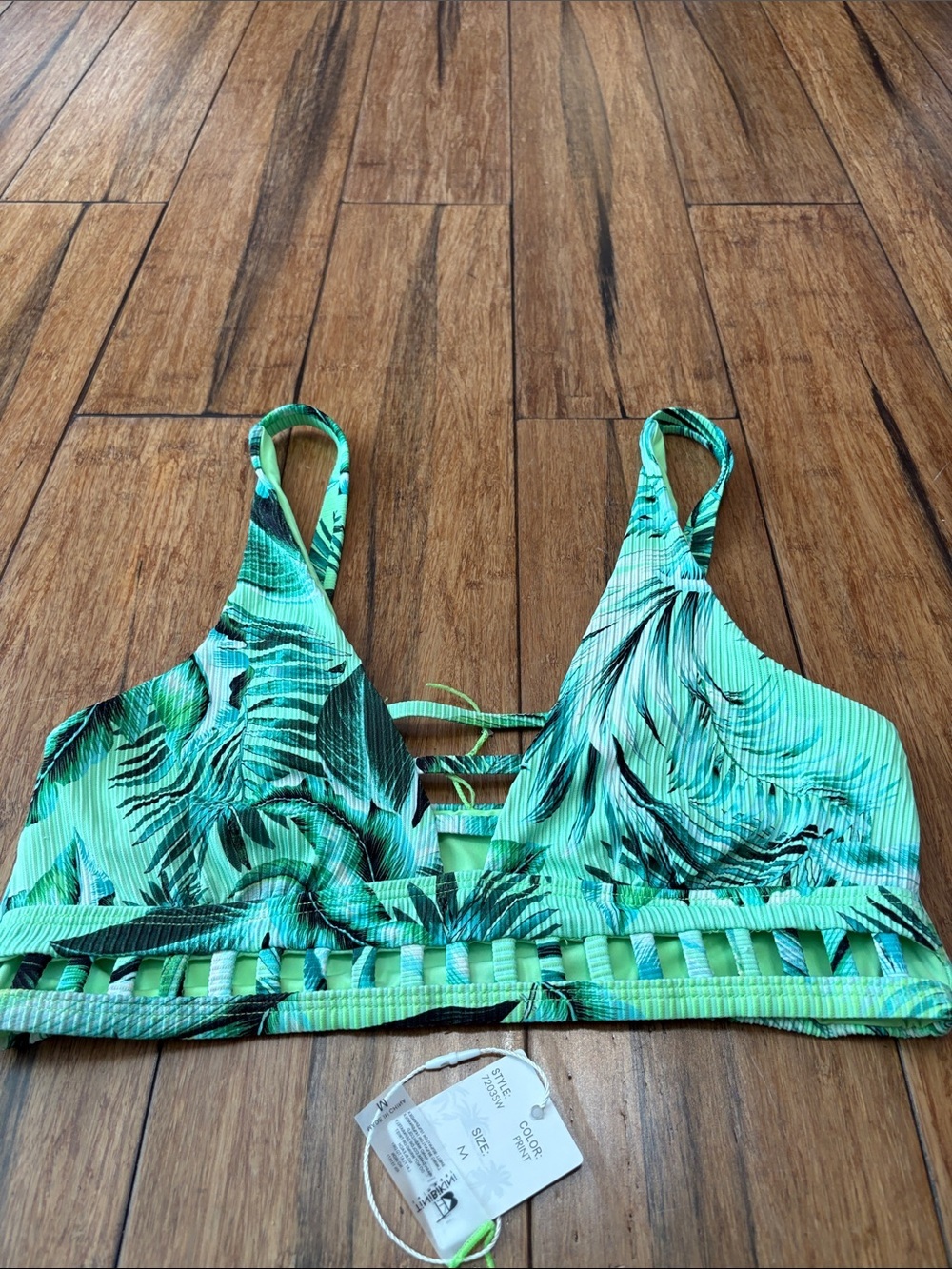 NWT Tinibikini swimsuit swimwear rainforest tropical green print Bikini 2 pc NEW - Picture 2 of 5